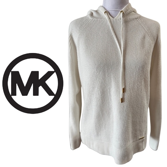 Michael Michael Kors Waffle Cut Cream Off White Hoodie Medium 8 - Picture 1 of 14